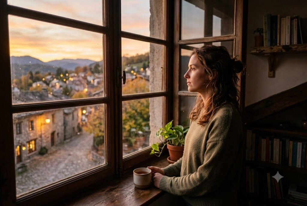 Person reflecting, related to understanding their Enneagram type.
