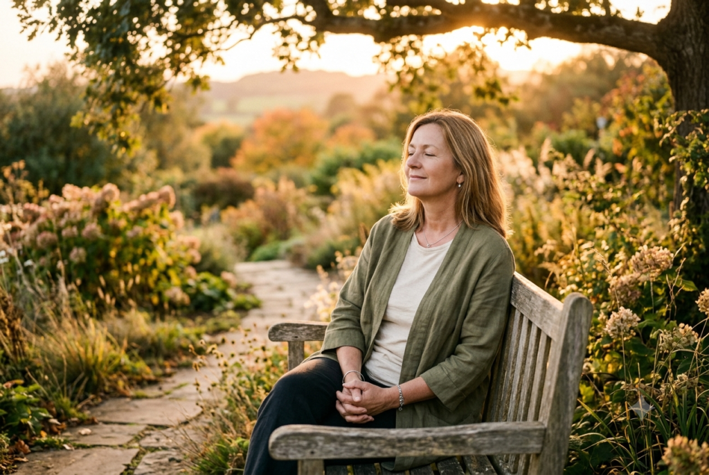 Person in a calm, regulated nervous system state, illustrating the practical goal of understanding polyvagal theory.