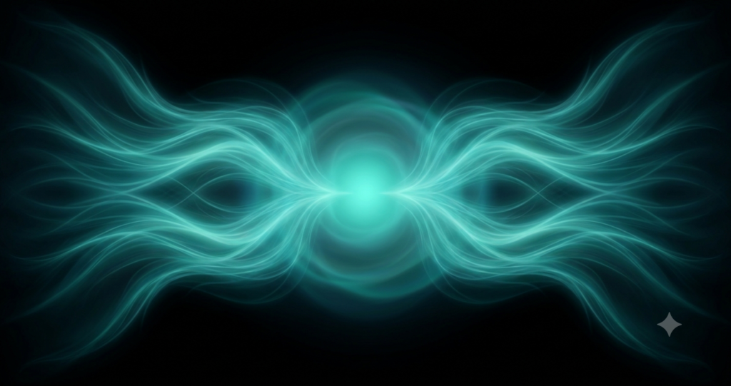 Glowing teal illustration representing ventral vagal safety.