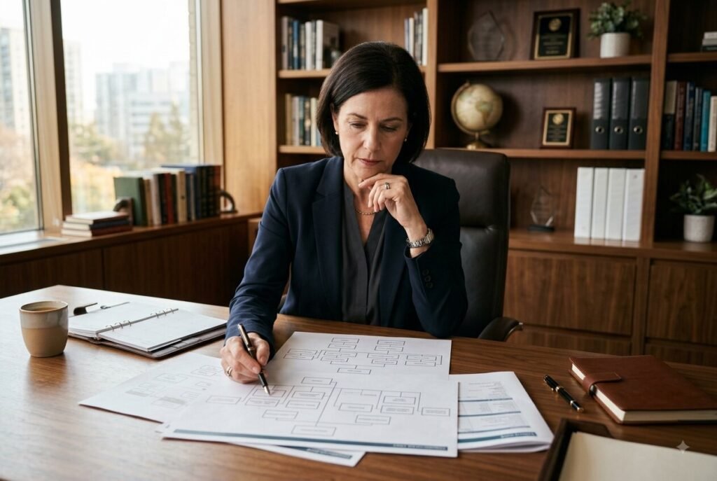 Ruler archetype career path — leader reviewing organizational strategy.