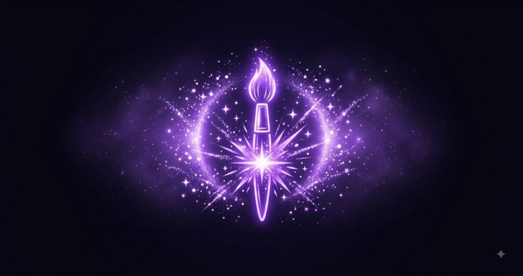 Illustration of the Creator archetype as a glowing violet creative emblem.