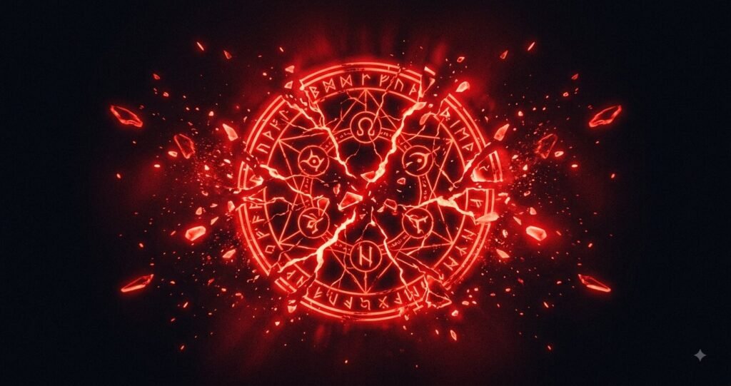 Illustration of the Outlaw archetype as a glowing red cracked emblem.