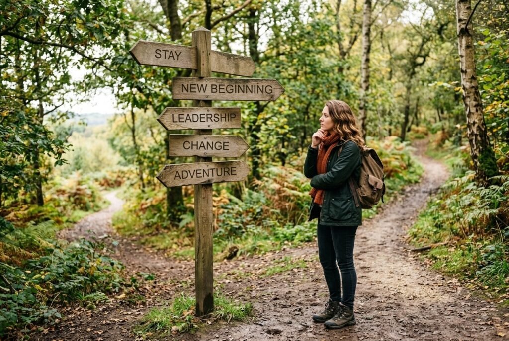 Person evaluating career paths aligned with their personality archetype.