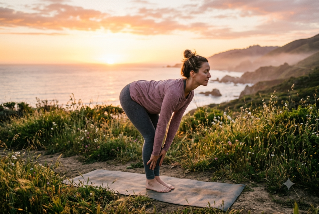 Person doing gentle movement to improve vagal tone.