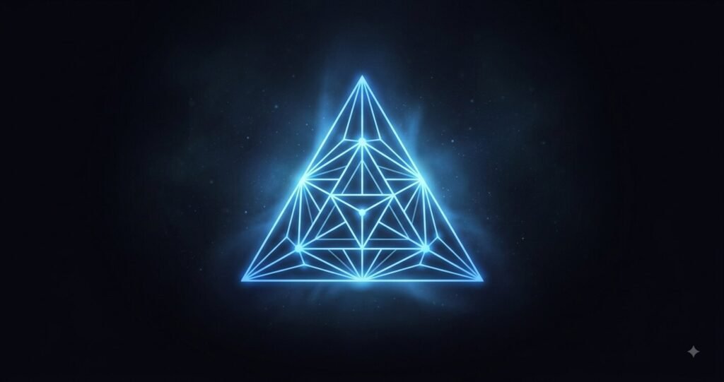 Illustration of the Sage archetype as a glowing blue geometric emblem.