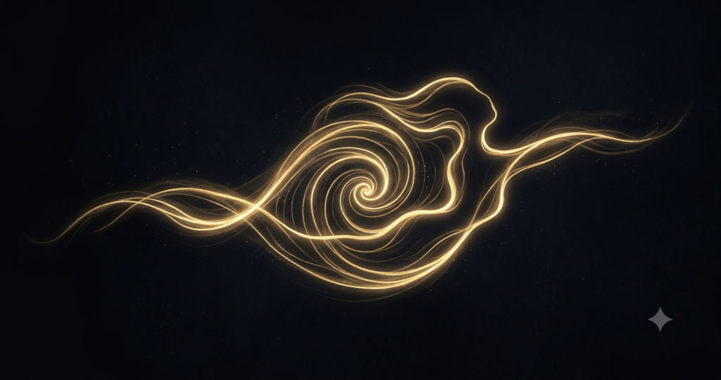 Illustration of breath flowing through the body as a calming spiral.