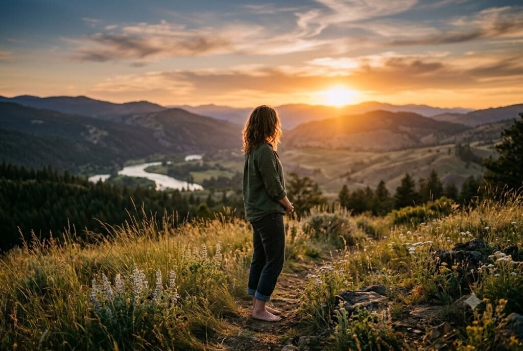 Enneagram Type 4 finding grounded peace in a natural setting.