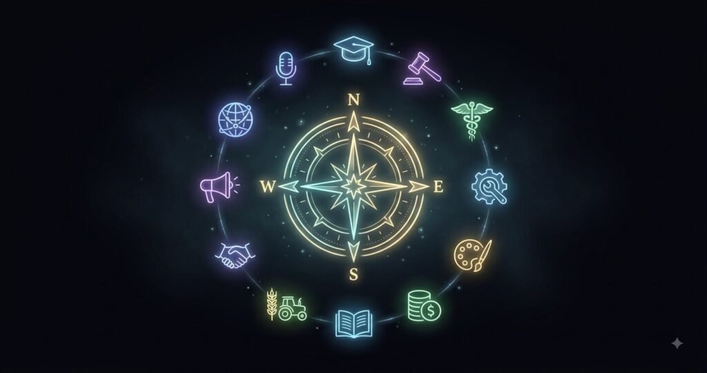 Illustration representing best careers by archetype across the 12 Jungian types.
