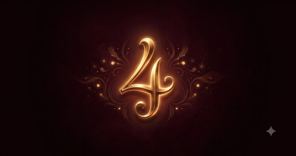 Illustration of Enneagram Type 4, the Individualist, as a glowing brass number.