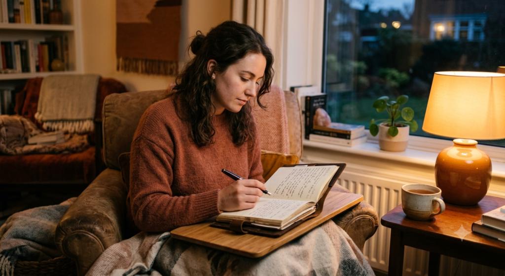 Person journaling as part of building nervous system capacity.