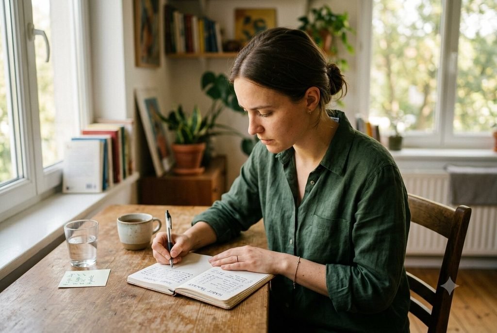 Person practicing a small new habit as part of their Enneagram growth.