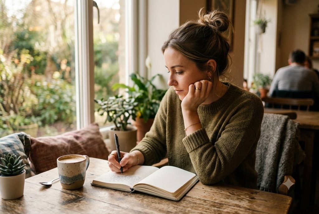 Person practicing self-reflection as part of Enneagram growth work.